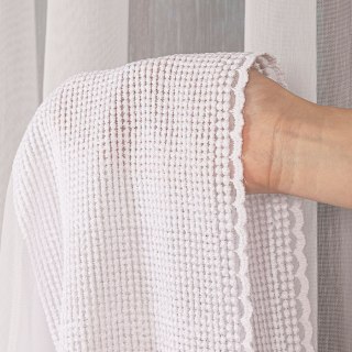 Firanka haftowana ze wzorem pasowym, wysokość 160cm, kolor 001 biały 083432/768/001/000160/1