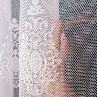 Firanka żakardowa ze wzorem po całości, wysokość 180cm, kolor 001 biały 224001/000/001/000180/1