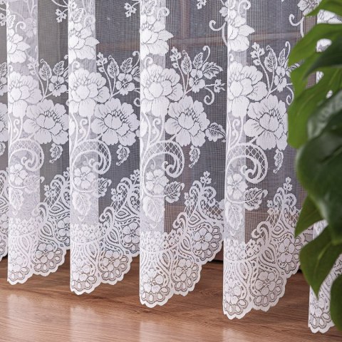 Firanka żakardowa ze wzorem po całości, wysokość 250cm, kolor 001 biały 018890/000/001/000250/1