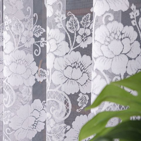 Firanka żakardowa ze wzorem po całości, wysokość 250cm, kolor 001 biały 018890/000/001/000250/1