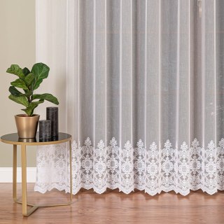 Firanka haftowana ze wzorem na samym dole, wysokość 280cm, kolor 001 biały 123597/768/001/000280/1