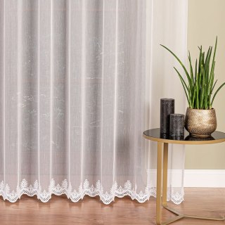 Firanka haftowana ze wzorem na samym dole, wysokość 300cm, kolor 001 biały 123512/768/001/000300/1
