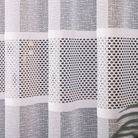 Firanka żakardowa ze wzorem pasowym, wysokość 180cm, kolor 001 biały 115065/000/001/000180/1