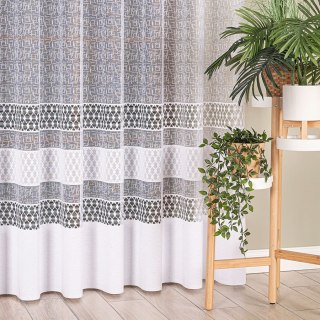 Firanka żakardowa ze wzorem pasowym, wysokość 250cm, kolor 001 biały 107233/000/001/000250/1