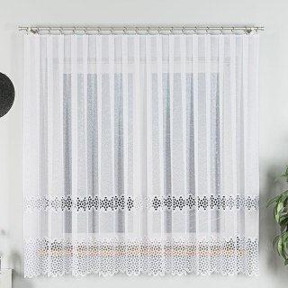 Firanka z aplikacją na markizecie ze wzorem pasowym, wysokość 175cm, kolor 001 biały 008897/433/P01/000175/1