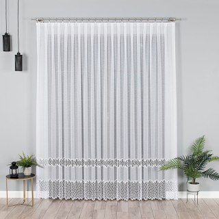 Firanka z aplikacją na markizecie ze wzorem pasowym, wysokość 250cm, kolor 001 biały 008897/433/P01/000250/1