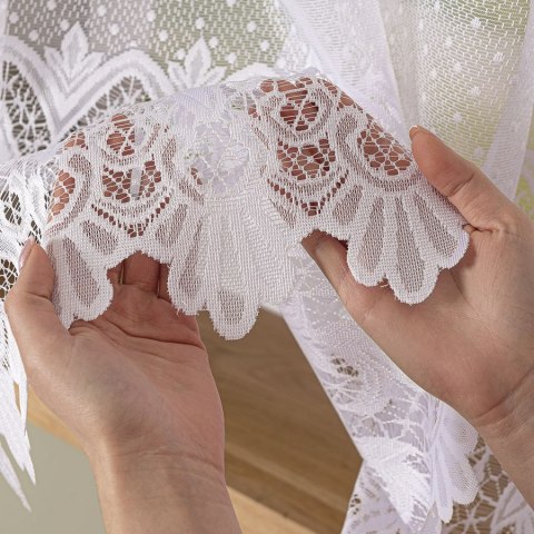 Firanka żakardowa ze wzorem pasowym, wysokość 160cm, kolor 001 biały 017828/000/001/000160/1