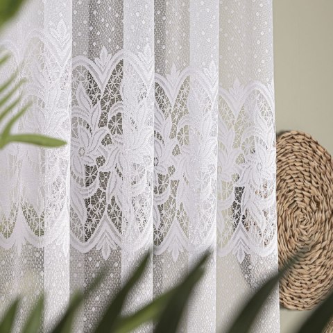 Firanka żakardowa ze wzorem pasowym, wysokość 170cm, kolor 001 biały 017828/000/001/000170/1
