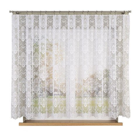 Firanka żakardowa ze wzorem po całości, wysokość 160cm, kolor 001 biały 022702/000/001/000160/1