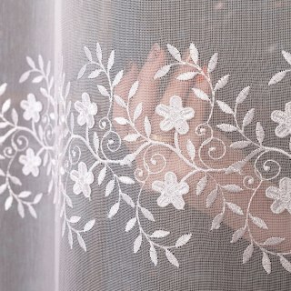 Firanka z aplikacją ze wzorem pasowym na markizecie, wysokość 175cm, kolor 001 biały 112932/178/001/000175/1