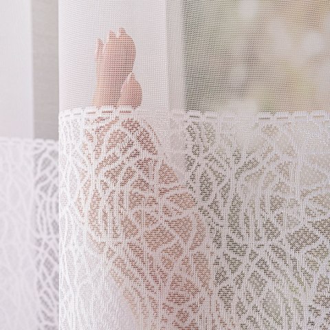 Firanka żakardowa ze wzorem pasowym, wysokość 155cm, kolor 001 biały 054526/000/001/000155/1
