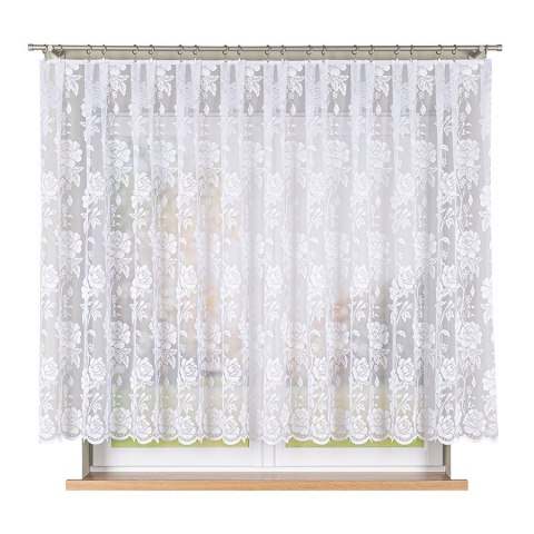 Firanka żakardowa ze wzorem po całości, wysokość 150cm, kolor 001 biały 018853/000/001/000150/1