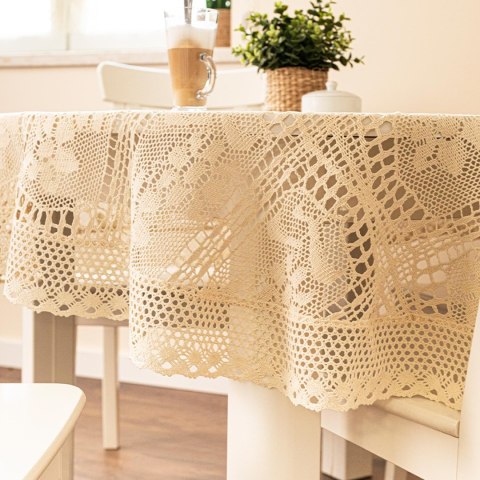 INESS Obrus ażurowy, fi 160cm , kolor 012 jasny kremowy 913501/KSP/012/160000/1