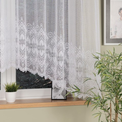 ESMERALDA Firanka żakardowa odpasowana ze wzorem pasowym, szerokość 300cm x wysokość 160cm, kolor 001 biały 358691/FOL/001/00016