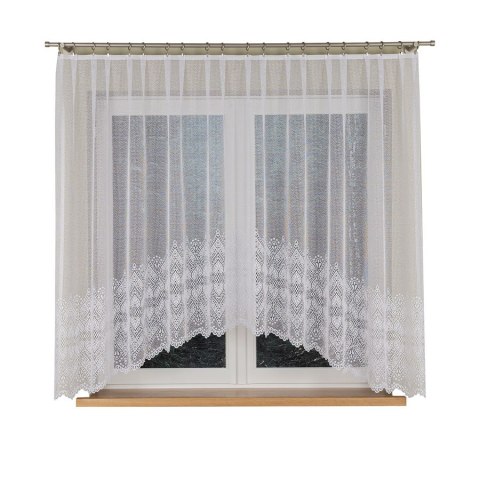 ESMERALDA Firanka żakardowa odpasowana ze wzorem pasowym, szerokość 300cm x wysokość 160cm, kolor 001 biały 358691/FOL/001/00016