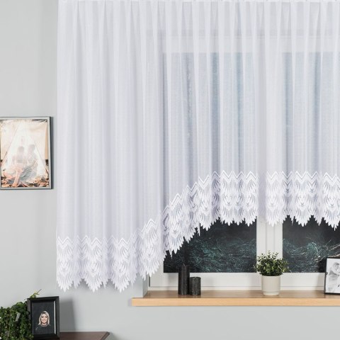 FELICJA Firanka żakardowa gotowa ze wzorem na samym dole, szerokość 500 x wysokość 160cm, kolor 001 biały 018989/FBL/001/500160/