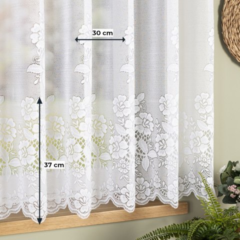 Firanka żakardowa ze wzorem pasowym, wysokość 160cm, kolor 001 biały 361740/000/001/000160/1