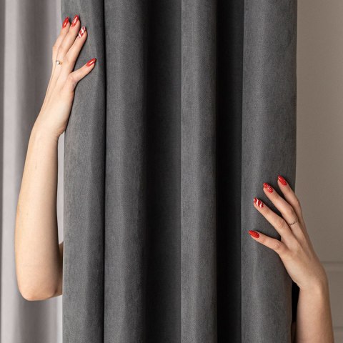 MILAS SOFT Zasłona gotowa na przelotkach, szerokość 140cm x wysokość 250cm, kolor 798 ciemny szary MILAS1/ZGP/798/140250/1