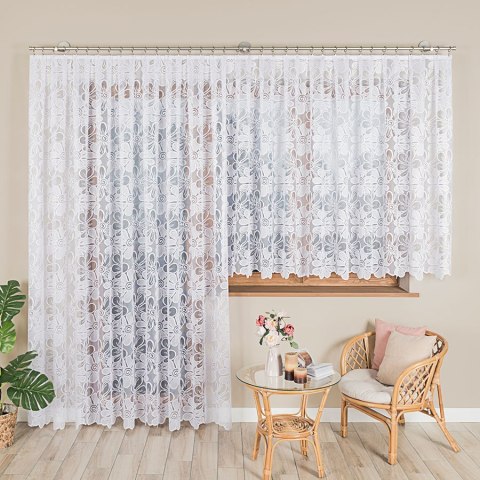 PATRYCJA Firanka żakardowa odpasowana na prosto, szerokość 300 x wysokość 250cm, kolor 001 biały 049516/FOP/001/000251/1
