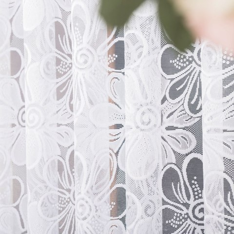 PATRYCJA Firanka żakardowa odpasowana na prosto, szerokość 300 x wysokość 250cm, kolor 001 biały 049516/FOP/001/000251/1