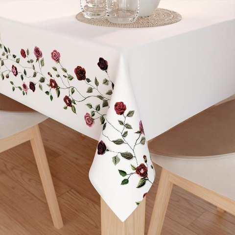 RÓŻYCZKI Z EFEKTEM WYSZYWANIA Tkanina dekoracyjna NINA WODOODPORNA, 160cm, kolor 001 biały D00326/NIW/001/160000/1