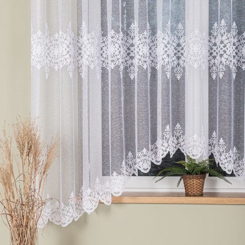 ŻANETA Firanka żakardowa odpasowana, szerokość 450 x wysokość 175cm, kolor 001 biały 181043/FOL/001/000172/1