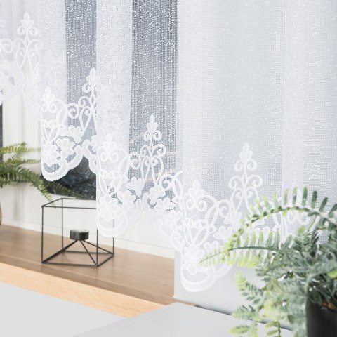 ŻANETA Firanka żakardowa odpasowana, szerokość 450 x wysokość 175cm, kolor 001 biały 181043/FOL/001/000172/1