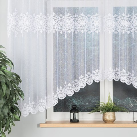 ŻANETA Firanka żakardowa odpasowana, szerokość 550 x wysokość 155cm, kolor 001 biały 181043/FOL/001/000153/1