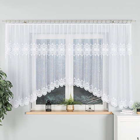 ŻANETA Firanka żakardowa odpasowana, szerokość 550 x wysokość 155cm, kolor 001 biały 181043/FOL/001/000153/1