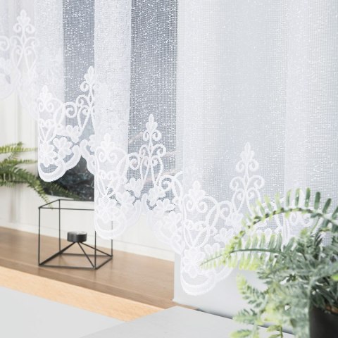 ŻANETA Firanka żakardowa odpasowana, szerokość 550 x wysokość 155cm, kolor 001 biały 181043/FOL/001/000153/1