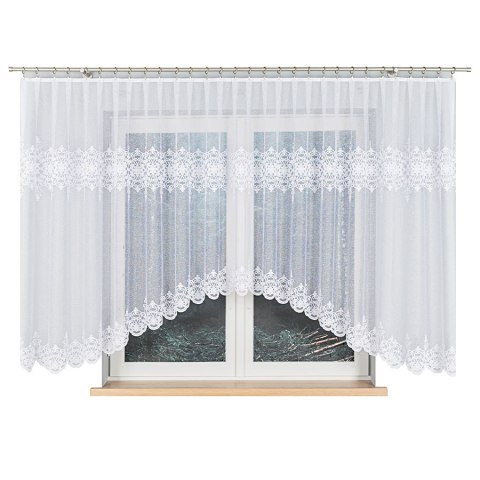 ŻANETA Firanka żakardowa odpasowana, szerokość 550 x wysokość 155cm, kolor 001 biały 181043/FOL/001/000153/1