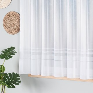 ZOJA Firanka żakardowa odpasowana na prosto ze wzorem pasowym, szerokość 300 x wysokość 160cm, kolor 001 biały 000303/FOP/001/00