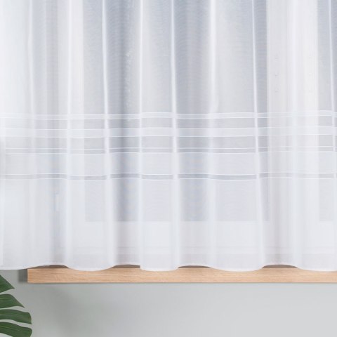 ZOJA Firanka żakardowa odpasowana na prosto ze wzorem pasowym, szerokość 300 x wysokość 160cm, kolor 001 biały 000303/FOP/001/00 ZOJA Firanka żakardowa odpasowana na prosto ze wzorem pasowym, szerokość 300 x wysokość 160cm, kolor 001 biały 000303/FOP/001/00