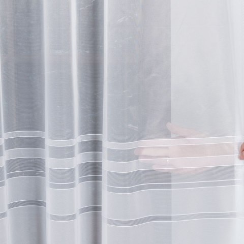 ZOJA Firanka żakardowa odpasowana na prosto ze wzorem pasowym, szerokość 300 x wysokość 160cm, kolor 001 biały 000303/FOP/001/00 ZOJA Firanka żakardowa odpasowana na prosto ze wzorem pasowym, szerokość 300 x wysokość 160cm, kolor 001 biały 000303/FOP/001/00