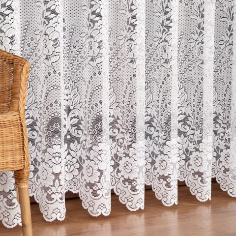 Firanka żakardowa ze wzorem po całości, wysokość 220cm, kolor 001 biały 361090/000/001/000220/1