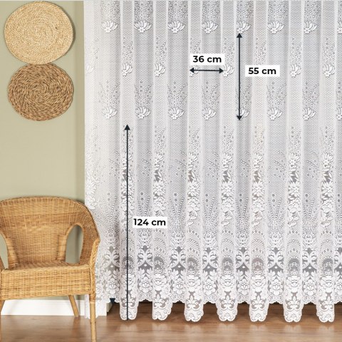 Firanka żakardowa ze wzorem po całości, wysokość 230cm, kolor 001 biały 361090/000/001/000230/1