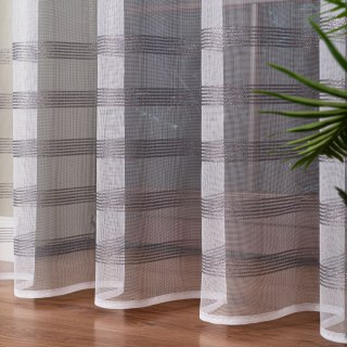 Firanka żakardowa pasowa, wysokość 300cm, kolor biały ze srebrnym 511011/000/101/000300/1