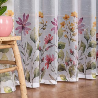 KWIATOWA ŁĄKA Firanka żakardowa 023426, wysokość 230cm, kolor 001 biały D00308/000/001/000230/1