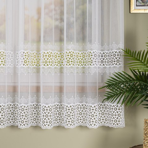 Firanka z aplikacją na markizecie, wysokość 180cm, kolor 001 biały 081574/433/001/000180/1