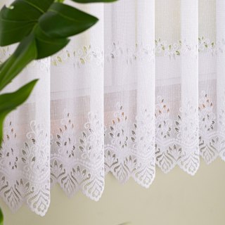 Firanka żakardowa ze wzorem pasowym, wysokość 100cm, kolor 001 biały 018534/000/001/000100/1