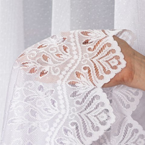 Firanka żakardowa ze wzorem pasowym, wysokość 100cm, kolor 001 biały 018534/000/001/000100/1