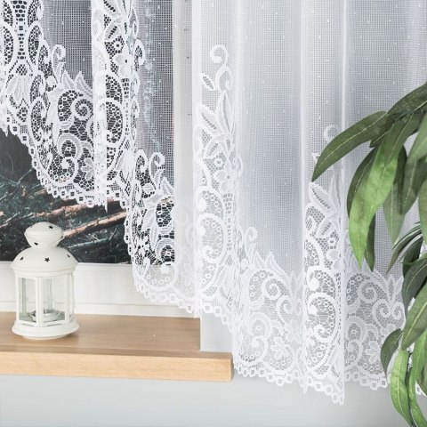 BERENIKA Firanka żakardowa gotowa, szerokość 430 x wysokość 160cm, kolor 001 biały 004304/FBL/001/430160/1