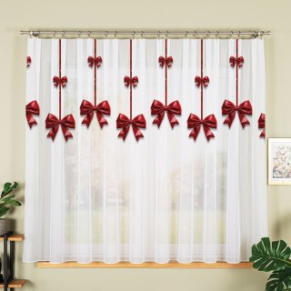 BROKATOWA KOKARDA Firanka z ołowianką WOAL, wysokość 157cm, kolor 001 biały DBN333/WOA/001/000157/1