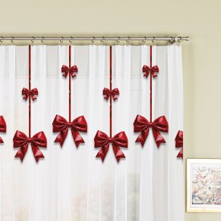 BROKATOWA KOKARDA Firanka z ołowianką WOAL, wysokość 157cm, kolor 001 biały DBN333/WOA/001/000157/1