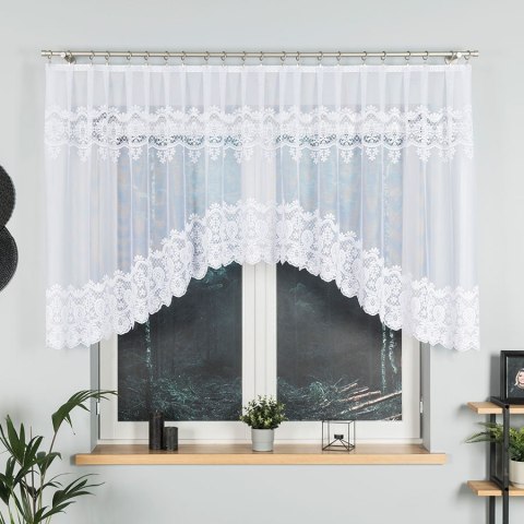 DARIA Firanka żakardowa gotowa, szerokość 350 x wysokość 120cm, kolor 001 biały 018982/FBL/001/350120/1