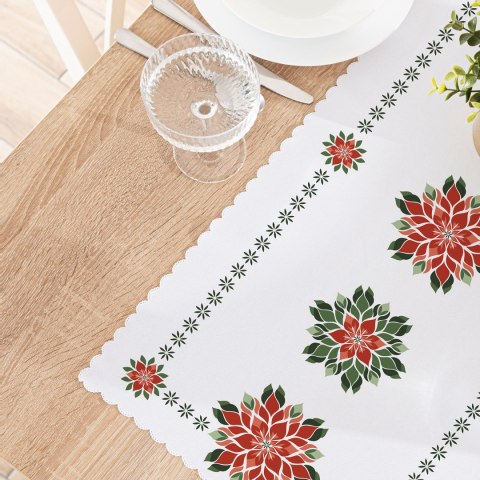 FOLK, GWIAZDA BETLEJEMSKA Bieżnik NINA WODOODPORNA, 50x100cm, kolor 001 biały PBN341/KSP/C01/050100/1