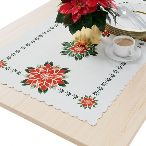 FOLK, GWIAZDA BETLEJEMSKA Bieżnik NINA WODOODPORNA, 50x100cm, kolor 001 biały PBN341/KSP/C01/050100/1