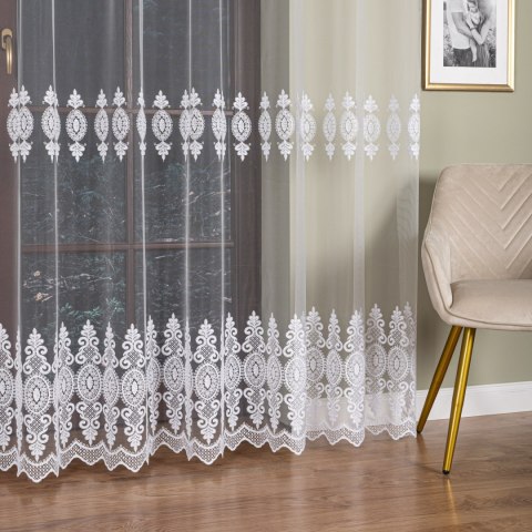 Firanka haftowana pasowa, wysokość 285cm, kolor 001 biały FH0017/020/001/000285/1