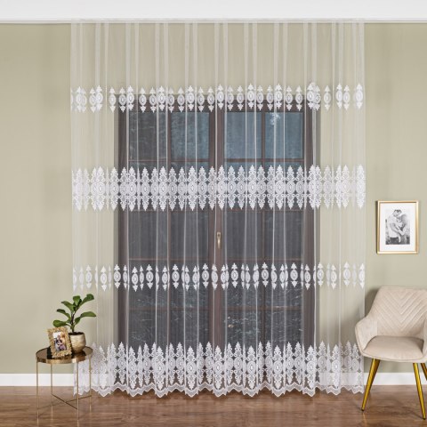 Firanka haftowana pasowa, wysokość 285cm, kolor 001 biały FH0017/020/001/000285/1