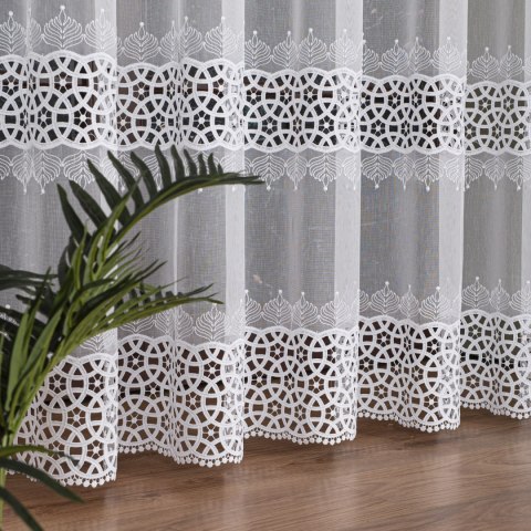 Firanka z aplikacją na markizecie, wysokość 280cm, kolor 001 biały 081574/433/001/000280/1